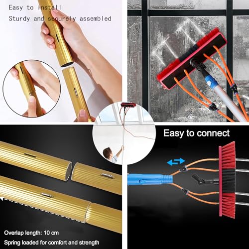 9m/30FT Water Fed Pole Kit with Telescopic Brush for Window Cleaning Commercial and Home Use Car Wash Brush Kit with 20m Water Supply Hose Includes Solar Panel Brush - color: Silver 55cm, size: 9m/30FT