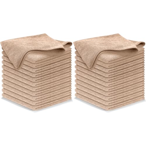 USANOOKS Microfiber Cleaning Cloth - Beige - 24Pcs (12.5x12.5 inch) High Performance - 1200 Washes, Ultra Absorbent Car Towel Traps Grime & Liquid for Streak-Free Mirror Shine - car Washing Cloth - color: Beige, size: Pack of 24
