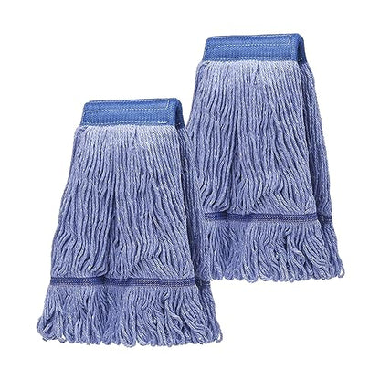2 Pack Mop Head Replacement, Cleaning Heavy Duty Mop Head Commercial Replacement, Wet Industrial Blue Cotton Looped End String Head Refills, Heavy Mop Replace Head, for General and Floor Cleaning - color: Blue