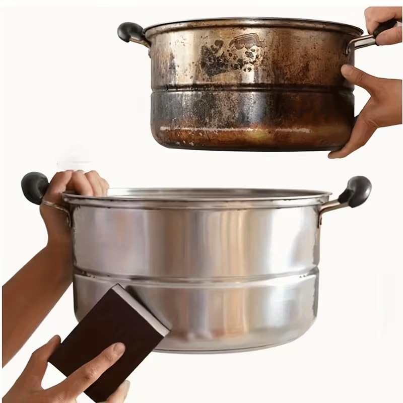 4pcs Heavy Duty Diamond Sand Pot Scrubber - Abrasive Block for Grease, Burnt Food, Pots, Pans, Grills, Sinks - Non-Scratch Kitchen Cleaning Pad for Home & Commercial Use 0.98"x2.76"x3.94"