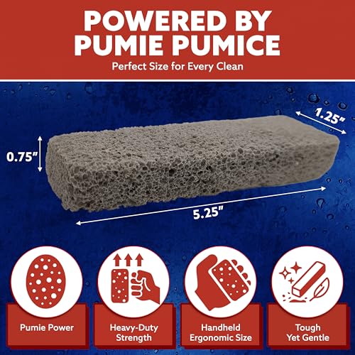 6-Pack PUMIE HDW Scouring Stick for Toilet Bowl Cleaning, Cleans Toilet Bowl Hard Water Rings, Buildups, Rust & Tough Stains, Perfect Pumice Stone for Cleaning Bathtub, Pools, Kitchens, Sinks & Grills - size: 6 Count (Pack of 1)