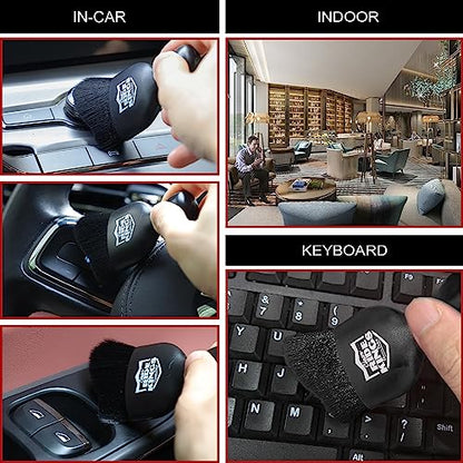 Car Cleaning Brush,Dust Brush Clean Tool with Cover,Interior Car Dashboard Cleaner Soft Bristles for Leather,Engine Compartment,Air Conditioner,Vents,Panels & Computer (Black)|2packs - color: New3012black