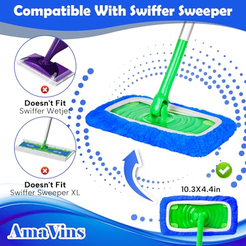 5 Pack Reusable Microfiber Mop Pads Compatible with Swiffer Sweeper Mop, Wet and Dry Flat mop Cover, Washable Mop Pads for Surface/Hardwood Floor Cleaning (Mop is Not Included) - color: 5 Pack Navy Blue