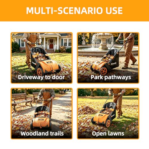 21-Inch Walk-Behind Lawn Sweeper, Push Leaf Sweeper with 3.5 Bushel Collection Bag, Manual Leaf Collector, Leaf Sweeper for Lawn, Yard, Garden,Grass Clippings, Debris