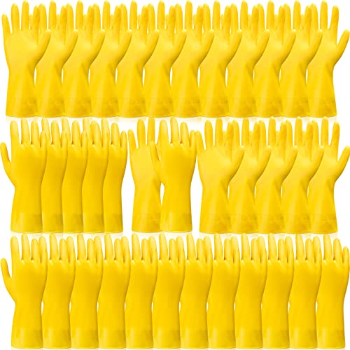 Rubber Reusable Gloves Long Household Dishwashing Gloves Kitchen Cleaning for Dishes Clean Gardening - color: Yellow, size: X-Large