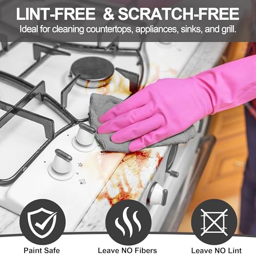 Microfiber Cleaning Cloth, 12 Pack Grey Cleaning Rags,12" X 11" Lint Free Dish Towels Wash Cloths, Reusable Microfiber Towels for Home and Kitchen Bathroom Apartment Cleaning Supplies - color: Grey, size: 12 Pack