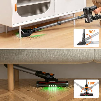 HOLOGO Cordless Vacuum Cleaner,40 Mins Runtime Lightweight Stick Vacuum Cordless,Self-Standing,Powerful Suction, Anti-Tangle Brush,Rechargeable Battery Vacuum for Carpet,Pet Hair,Hardwood Floor.