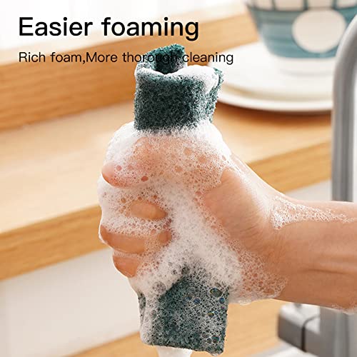 Heavy Duty Scour Pads Sponge Dish Scrubber Non-Scratch Green Reusable Household Scrub Pads for Kitchen and Dish Cleaning Tool (12Pcs) - style: 12Pcs