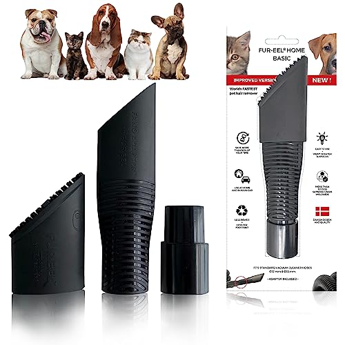 Fur-EEL PRO 1.0 Pet Hair Vacuum Attachment, Rubber Pet Hair Remover | for Car Detaling, Removes Dog Cat Hair, Dirt, rubber bristle fits 1-1/4, 1-3/8, 1-1/2 in Round Hoses, Fang Handle & Adapter - color: Pro V.1.0