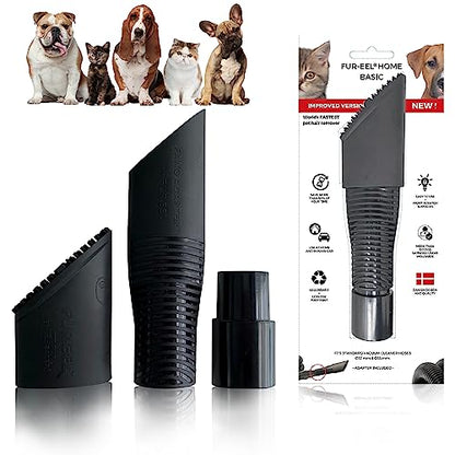 Fur-EEL PRO 1.0 Pet Hair Vacuum Attachment, Rubber Pet Hair Remover | for Car Detaling, Removes Dog Cat Hair, Dirt, rubber bristle fits 1-1/4, 1-3/8, 1-1/2 in Round Hoses, Fang Handle & Adapter - color: Pro V.1.0