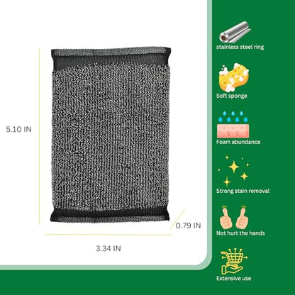 Steel Wool Scrub Sponges Kitchen, Reusable Dish Scrubber Sponge, for Pots, Pans, Gentle and Scratch Free - 6 Pack Black - size: 6 Pack