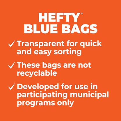 Hefty Blue Trash Bags,Blue,13 Gallon,60 Count (Pack of 6) - size: 60 Count (Pack of 6)
