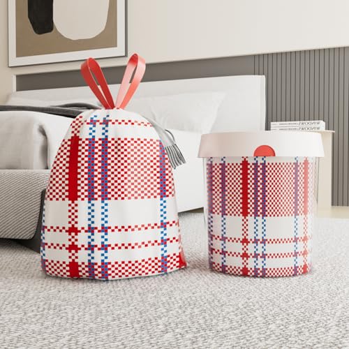 4 Gallon Trash Bags, Small Garbage Bags with Drawstring and Printed Striped Design, Tear-Free, Leakproof & Durable Small Trash Bags for Bathroom, Office, 50 Count - style: 4 Gallon Striped Trash Bags - 50 Counts
