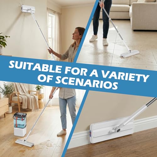 Midyb Mop and Bucket Set, 2026 Upgraded Flat Mop and Bucket System with 2 Pads, Mop Bucket with Wringer Set, Spray Cleaning, Auto Dirty Water Separation Keep Water Fresh, Mops for Floor Cleaning