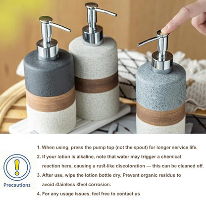 Ceramic Dish Soap Dispensers Set(2 Pack), Hand, Dish, Shower Soap Dispenser for Kitchen Sink & Bathroom, Includes Stainless Steel Pump, Silicone Funnel & Diatomaceous Holder, Black - color: Black and White, size: 2xSoap Dispenser Set with Tray