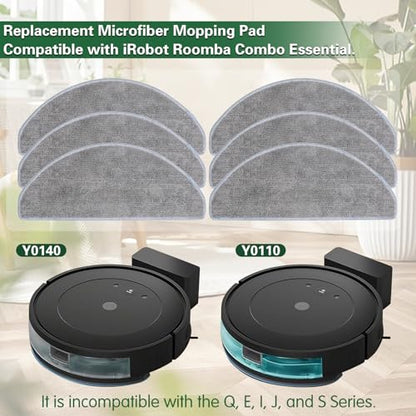 6 Pack Mop Cloth Compatible with iRobot Roomba Combo Essential Y0140 Y0110 Y0540 Q0520, 105X/105/104 Combo Robot Vacuum Cleaner, Microfiber Washable Mop Pad Replacement Accessories Parts - size: 105/104/Y0112 Mop Pads 6 Pack