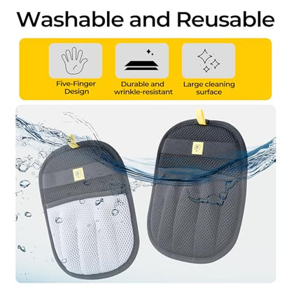 2Pcs Pet Hair Removal Glove – Reusable 5-Finger Electrostatic Fur Remover for Cats & Dogs – Washable Multi-Surface Cleaning Glove (2Pcs_Black & Gray) - color: 2Pcs_Black & Gray