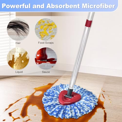 Mop Head Replacement, Base, Mop Handle for Ocedar RinseClean 2-Tank System, 2 Microfiber Mop Refills, Extendable Length 30-59" Mop Handle, Base and Scrubber for All Hard-surfaced Floor - color: Blue (2 Tank System)