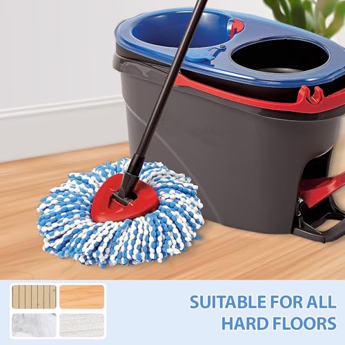 Spin Mop Replacement Head for RinseClean 2-Tank System, Includes 3 Microfiber Cedar Mop Refills & 1 Replacement Base, Washable Mop Heads, for Hardwood Tile Laminate Floor Cleaning