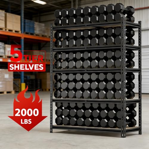 60" H x28 W x12 D: Father&I 5-Shelf-Storage-Rack Metal+Wood Garage/Kitchen Pantry Shelves Steel Utility Stand Shelving Unit Adjustable Heavy-Duty Shed Closet/Attic/Laundry Organizer, Black - size: 60*28*12 Wood-5T
