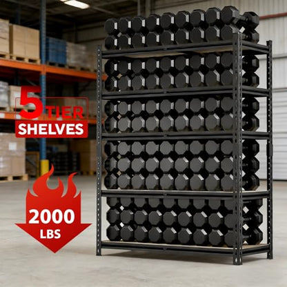 60" H x28 W x12 D: Father&I 5-Shelf-Storage-Rack Metal+Wood Garage/Kitchen Pantry Shelves Steel Utility Stand Shelving Unit Adjustable Heavy-Duty Shed Closet/Attic/Laundry Organizer, Black - size: 60*28*12 Wood-5T