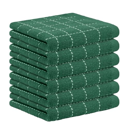 Nialnant 6 Pack Terry Kitchen Towels, Dish Cloths for Washing Dishes, 100% Cotton Reusable Cleaning Rag,Ultra Soft Absorbent, Quick Drying Dish Towels for Kitchen,12x12 Inches - color: Dark Green, size: 12 x 12 in - 6PCS