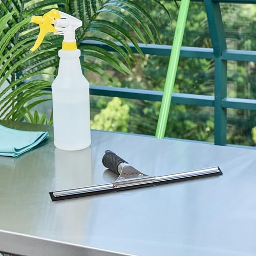 Restaurantware-Clean Tek Professional 13.78 Inch Window Squeegee, 1 Cleaning Squeegee with Rubber Blade - No-Slip Handle, Clean Mirror Or Car Windshield, Stainless Steel Wiper for Glass Door - size: 13 3/4", style: Stainless Steel, with Black Rubber Grip
