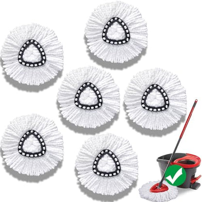 Mop Head Replacement for O-Cedar Easy Wring 1-Tank System，Exovyn Spin Mophead Replacements，Microfiber 6 Pack 360° Swivel Mop Refills，Deep Clean,Easy Cleaning，Machine Washable and Easy to Replace - size: 6 pack