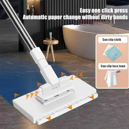Snap Grip Mini Mop,Zero Touch Mini Mop,Disposable Dust Mops with 5 Reusable Cloths,Dry and Wet Use,40inch Locking Handle for Gaps & Multi-Surface (+10 Cloths) - size: +10 cloths