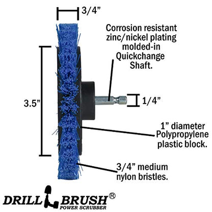 Grout Cleaner Kit - Bathroom Drill Brush Attachment Set - Household Cleaning Supplies - Shower Cleaner - Tub Scrubber - Toilet Brush - Spotless Tiles - Power Scrubbing Nylon Bristles - color: Blue