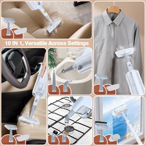 Steam Mop with Detachable Handheld Steam Cleaner, 10-in-1 Multi Accessories, Quick 10s Heat, 350ml and 2-Level Steamer for Cleaning Floor, Carpet, BBQ Grill, Tile, and Grout, Light White - color: Light White