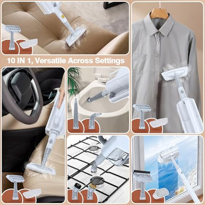 Steam Mop with Detachable Handheld Steam Cleaner, 10-in-1 Multi Accessories, Quick 10s Heat, 350ml and 2-Level Steamer for Cleaning Floor, Carpet, BBQ Grill, Tile, and Grout, Light White - color: Light White