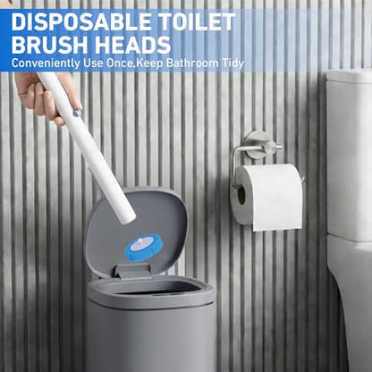Disposable Toilet Brush 2 Pack- Toilet Bowl Cleaner, Toilet Bowl Brush, Each Toilet Wand with 8 PCS Brush Refills for Bathroom Deep Cleaning Round Shape(2 Pack, White) - size: 2 Brush+ 16 Refills