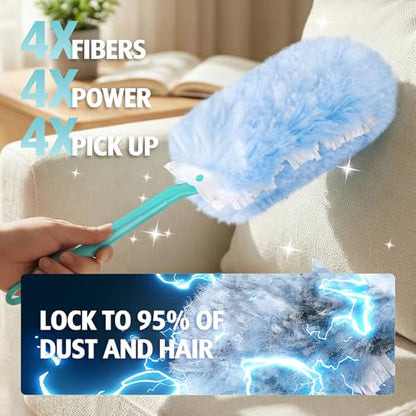 Duster Refill for Swiffer Duster, 30 Count Heavy Duty 2 Side 360° Duster Refills with 1 Handle, 4X Microfibers, Disposable Multi Surface Dusters for Cleaning - color: 30 Refills + 1 Handle