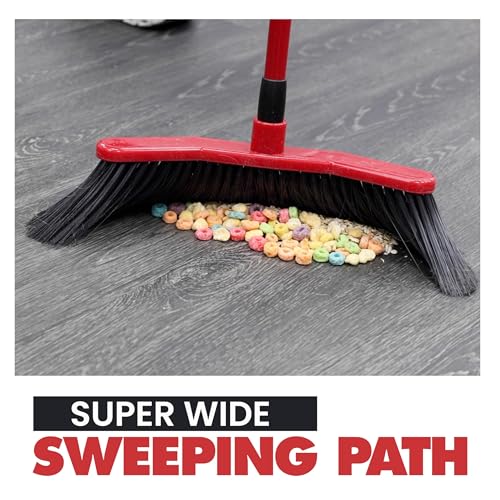 with Dustpan Combo Set, 16-Inch Curved Head, Pack of 2 | 52" adjustable telescopic handle, soft PVC bristles, indoor outdoor kitchen sweep, clears pet hair, dust, debris