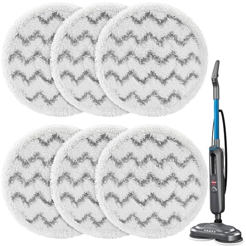 6 Pack 3897A / 3712 Rotating Steam Mop Pads Replacement for Bissell SpinWave SmartSteam Scrubbing Steam Mop Cleaner 【Models 3897A/3712 ONLY】, Washable Reuseable Refill Pads - color: 6 Pack(stripe)