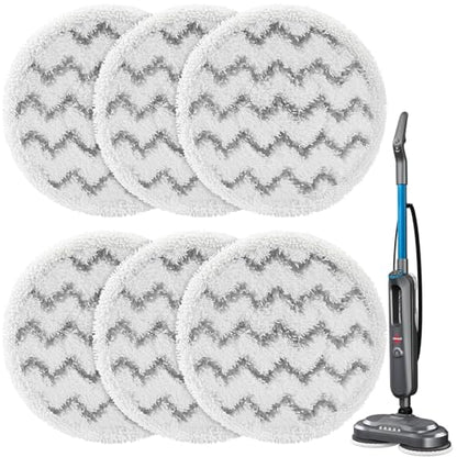 6 Pack 3897A / 3712 Rotating Steam Mop Pads Replacement for Bissell SpinWave SmartSteam Scrubbing Steam Mop Cleaner 【Models 3897A/3712 ONLY】, Washable Reuseable Refill Pads - color: 6 Pack(stripe)