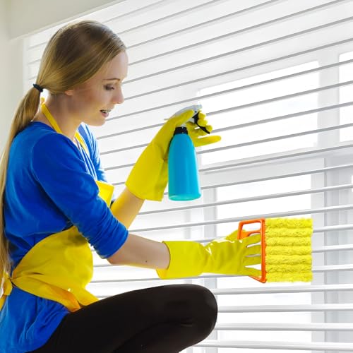 4 Pack Window Blind Cleaner Duster Tool, 7 Finger Venetian Scrub Brush with Washable Microfiber Sleeves, Color Coded Cleaning Kit for Mini Vertical Blinds, Air Conditioner Vents and Fans - color: Mix Color
