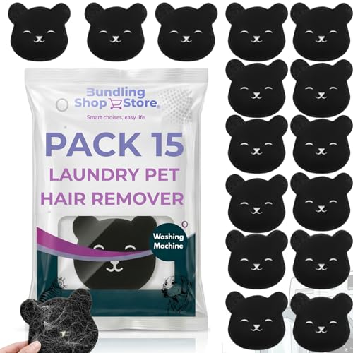 Laundry Pet Hair Catcher for Washing Machine - Keep Clothes Clean and Fur-Free with This Easy Pet Hair Remover That Stops Dog and Cat Shedding from Sticking During Wash and Dry Cycles - (Pack 15)