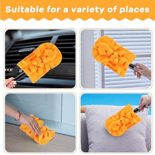 Zubebe 6 Pcs Duster Refill Reusable Fleece Duster Refills Feather Flat Dusters Multi Surface Washable Cleaning Pads Tools for Home, Blinds, Car, Pet, Furniture, Fans (Orange) - color: Orange