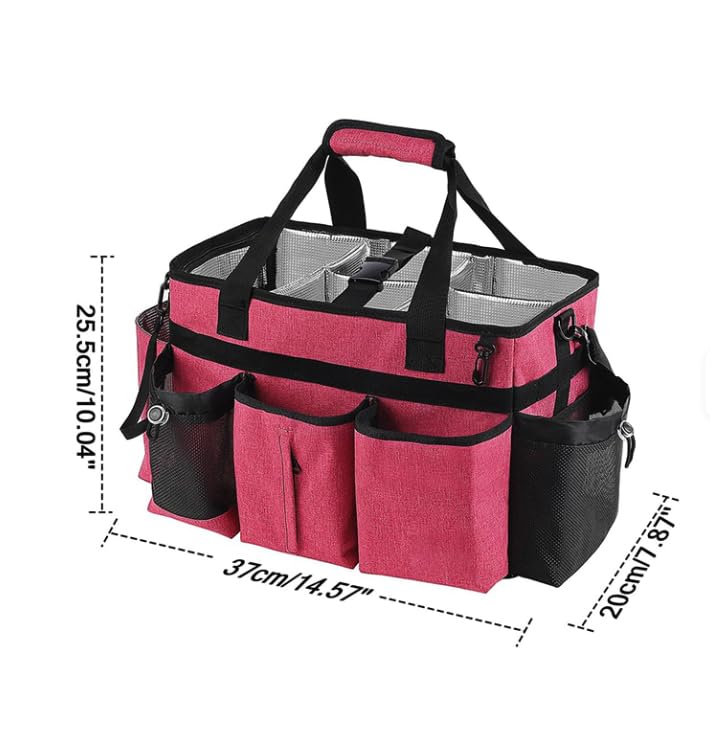 werable Cleaning Caddy Organize Bag with Spray bottle & Towel,Handles for Cleaners & Housekeeper,Bathroom,Under Sink & Car Cleaning Tool Organizers Bag with Adjustable Shoulder Strap&Waist Belt (Red) - color: Red