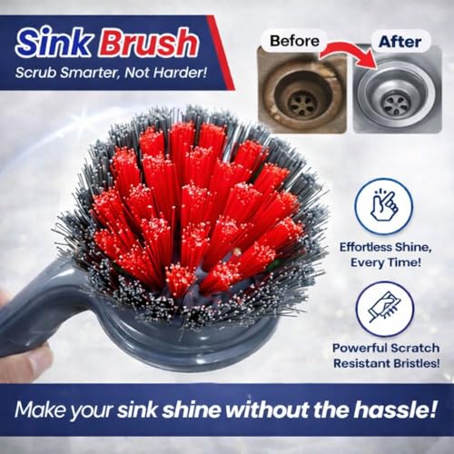 Dish Kitchen Sink Cleaning Brush | Tough Bristle Scrubber with Comfortable Grip | Bathroom Tile & Utensil Cleaner | Multipurpose Household Cleaning Tool | Pack of 1 - style: Long Handle Sink Brush Pack of 1