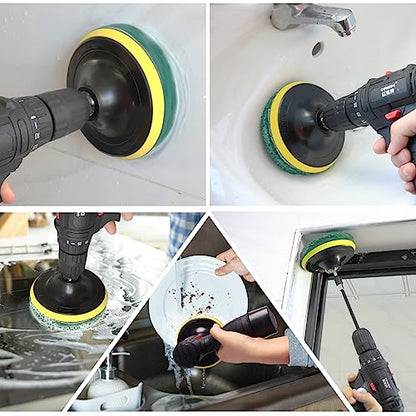 Power Scrub Pads Drill Attachment, GOH DODD 30 Pieces 5 Inch Headlight Restoration Kit Cleaning Kit Scouring Pads with Baker and Universal Shaft for Kitchen, Bathroom, Grout, Carpet, Tub, Grill,Tile - size: 5 Inch 30 Pieces