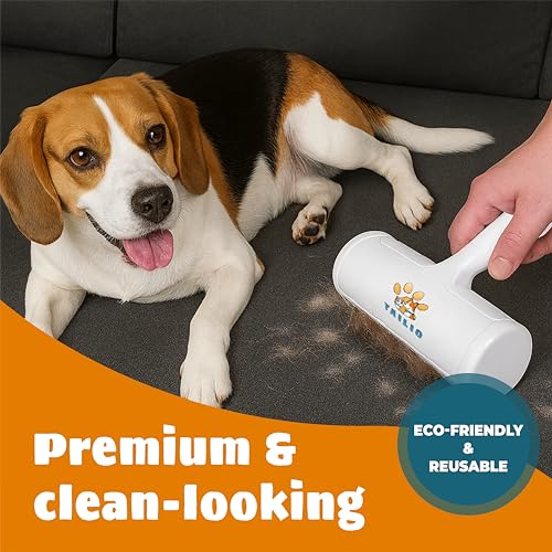 Pet Hair Remover with Fur Collector - Easy to Use Pet Hair Removal Tool - Cat & Dog Hair Remover for Couch, Furniture, Clothes, Bedding, Car - Reusable Lint Roller (White) - color: White
