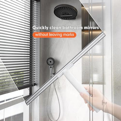 Rubber Floor Squeegee for Smooth Surface Concrete Floor, Tile Floor, Heavy Duty Garage Shower Floor Squeegee Broom for Removing Water, Commercial Scrubber Mop with Adjustable Long Handle - style: Cleaning scraper - extended pole