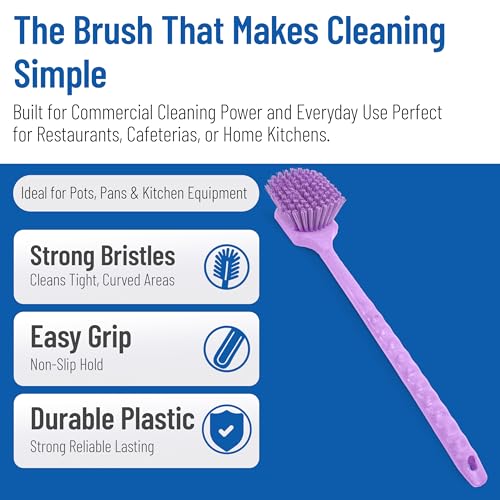 SPARTA 40501EC68 Plastic Large Scrub Brush, Kitchen Brush, Utility Brush With Long Handle For Cleaning, 20 Inches, Purple - color: Purple