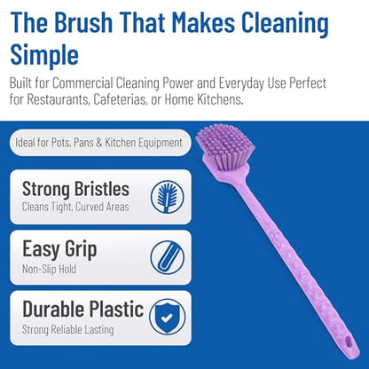 SPARTA 40501EC68 Plastic Large Scrub Brush, Kitchen Brush, Utility Brush With Long Handle For Cleaning, 20 Inches, Purple - color: Purple