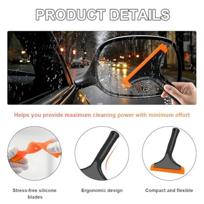 KVAEY Small Silicone Window Squeegee, 5.9 Inch Car Windshield Water Blade Squeegee with Non-Slip Handle, All-Purpose Cleaning Squeegee for Car Windshield, Window, Mirror (Black) - color: Black