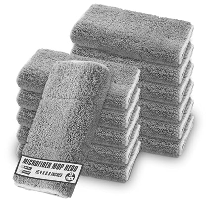MAYSHINE 12 Pack Microfiber Head Flip Mop Refill Washable Pads Cleaning Replacement for Wet Mop and Dry Dust Mop, Machine Washable, 15.4 X 8.8 Inches, All Surface Cleaning - size: 12 Pack