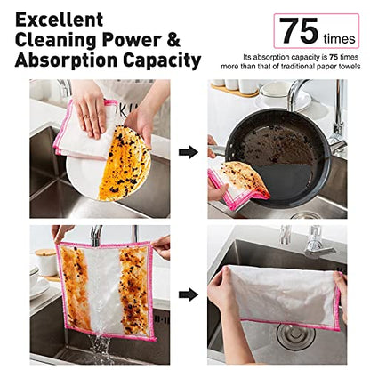 OnBrand Naturally Wood Fiber Cleaning Cloth, 16 Pcs Kitchen Cleaning Cloths | Microfiber Cleaning Cloths, Super Absorbing Dish Cloths for Washing Dishes, Reusable General Kitchen Towel, Washable Dish Rag - size: 16 PACK